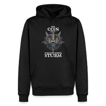 Wer Odin folgt fürchtet keinen Sturm - Männer Premium Bio Hoodie - Schwarz - Vorne - Nico (187cm)