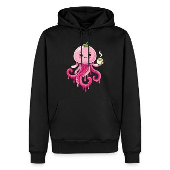Kawaii Matcha Qualle süß - Männer Premium Bio Hoodie - Schwarz - Vorne - Nico (187cm)