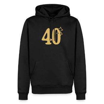40th Birthday 40th Anniversary Gold Star - Men’s Premium Organic Hoodie - black - Front - Nico (187cm)