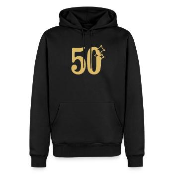 50th Birthday 50th Anniversary Gold Star - Men’s Premium Organic Hoodie - black - Front - Nico (187cm)