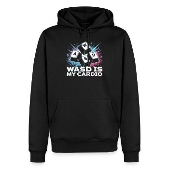 Lustiges Gaming Keyboard WASD mein Cardio Gamer - Männer Premium Bio Hoodie - Schwarz - Vorne - Nico (187cm)