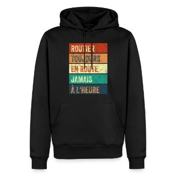 Routier Toujours en Route - Sweat à capuche Premium bio Homme - noir - Devant - Nico (187cm)