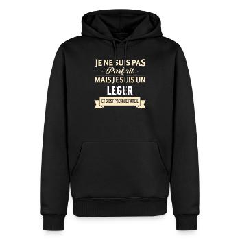 Je Ne Suis Pas Parfait Mais Je Suis Un Leger Et... - Sweat à capuche Premium bio Homme - noir - Devant - Nico (187cm)