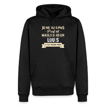 Je Ne Suis Pas Parfait Mais Je Suis Un Louis Et... - Sweat à capuche Premium bio Homme - noir - Devant - Nico (187cm)