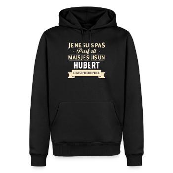 Je Ne Suis Pas Parfait Mais Je Suis Un Hubert E... - Sweat à capuche Premium bio Homme - noir - Devant - Nico (187cm)