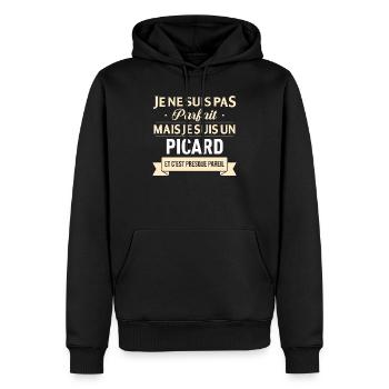 Je Ne Suis Pas Parfait Mais Je Suis Un Picard E... - Sweat à capuche Premium bio Homme - noir - Devant - Nico (187cm)