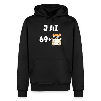 69 - Sweat à capuche Premium bio Homme - noir - Devant - Nico (187cm)
