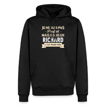 Je Ne Suis Pas Parfait Mais Je Suis Un Richard ... - Sweat à capuche Premium bio Homme - noir - Devant - Nico (187cm)