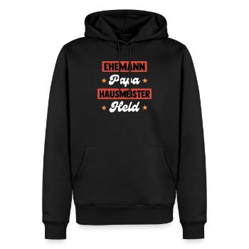 Grillmeister Papa Vater Held BBQ Männer - Männer Premium Bio Hoodie - Schwarz - Vorne - Nico (187cm)