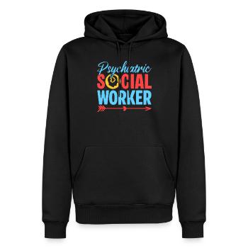 Social Worker Quote Psychiatric Social Work - Männer Premium Bio Hoodie - Schwarz - Vorne - Nico (187cm)