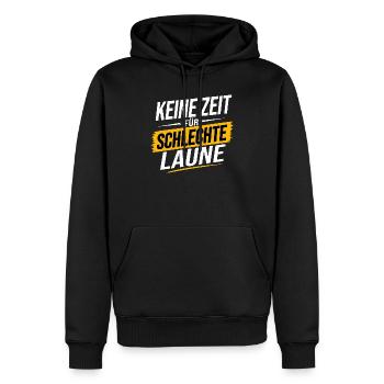 Keine Zeit für schlechte Laune – Bester Spruch - Männer Premium Bio Hoodie - Schwarz - Vorne - Nico (187cm)