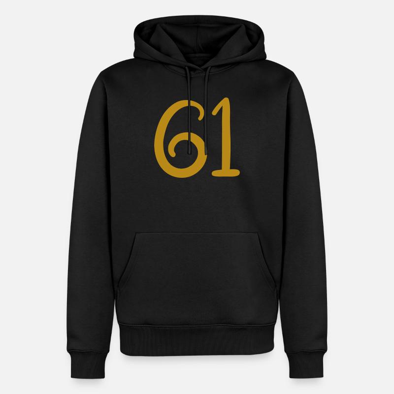 61 - Männer Premium Bio Hoodie - Schwarz