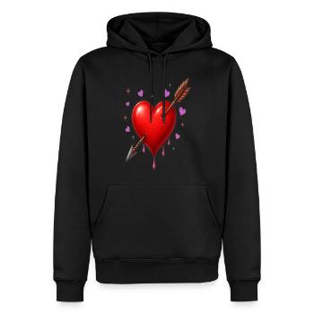 Heart Pierced by Arrow – Minimal Love Design - Sweat à capuche Premium bio Homme - noir - Devant - Nico (187cm)