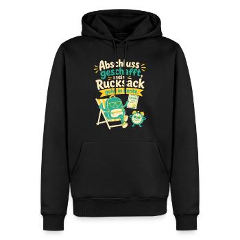 Abschluss geschafft, mein Rucksack geht in Rente. - Männer Premium Bio Hoodie - Schwarz - Vorne - Nico (187cm)