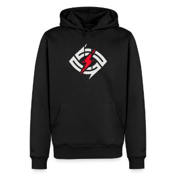 Kreisblitz Kontrast - Männer Premium Bio Hoodie - Schwarz - Vorne - Nico (187cm)