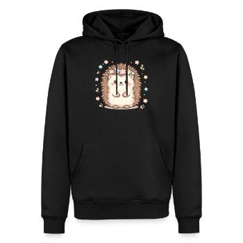 Style de corne de fleurs hérisson câlin - Sweat à capuche Premium bio Homme - noir - Devant - Nico (187cm)