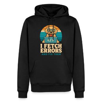 I Fetch Errors and Fix Them Developer Dog - Men’s Premium Organic Hoodie - black - Front - Nico (187cm)