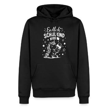 Endlich Schulkind 2026 Einhorn - Männer Premium Bio Hoodie - Schwarz - Vorne - Nico (187cm)