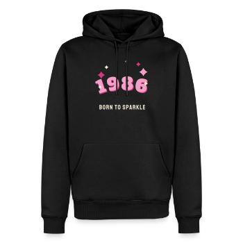 1986 Born to Sparkle Jahrgang 40. Geburtstag - Männer Premium Bio Hoodie - Schwarz - Vorne - Nico (187cm)