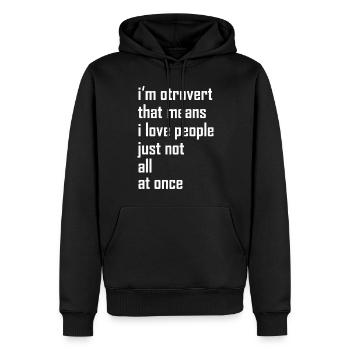 otroverted - Men’s Premium Organic Hoodie - black - Front - Nico (187cm)