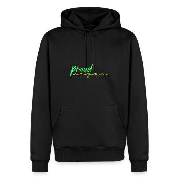 fier végétalien - Sweat à capuche Premium bio Homme - noir - Devant - Nico (187cm)