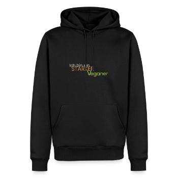 Ich bin ein starker Veganer - Männer Premium Bio Hoodie - Schwarz - Vorne - Nico (187cm)