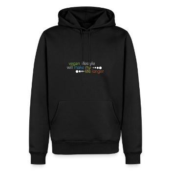 Vegan va rendre ma vie plus longue - Sweat à capuche Premium bio Homme - noir - Devant - Nico (187cm)
