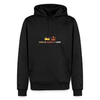 KING & QUEEN = LIEBE - Männer Premium Bio Hoodie - Schwarz - Vorne - Nico (187cm)
