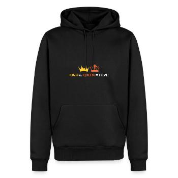 ROI & REINE = AMOUR - Sweat à capuche Premium bio Homme - noir - Devant - Nico (187cm)