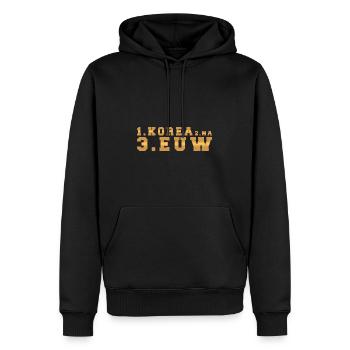 1. KOREA 2. EUW 3. NA - Männer Premium Bio Hoodie - Schwarz - Vorne - Nico (187cm)
