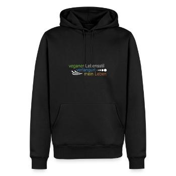 Vegan verlängert mein Leben - Männer Premium Bio Hoodie - Schwarz - Vorne - Nico (187cm)