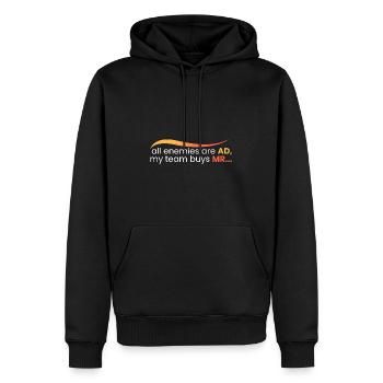 Tous sont AD, et ils achètent MR - Sweat à capuche Premium bio Homme - noir - Devant - Nico (187cm)