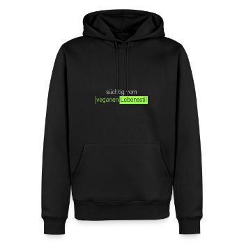 süchtig vom veganen Lebensstil - Männer Premium Bio Hoodie - Schwarz - Vorne - Nico (187cm)