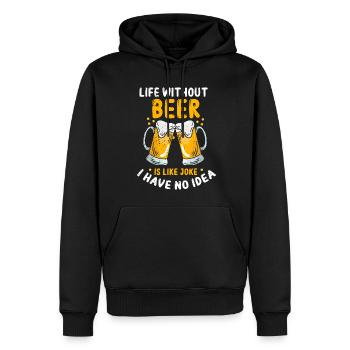 Das Leben ohne Bier ist wie ein Witz, ich habe kei - Männer Premium Bio Hoodie - Schwarz - Vorne - Nico (187cm)