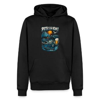 Lycée Petri ! Pêche à Hambourg ! - Sweat à capuche Premium bio Homme - noir - Devant - Nico (187cm)