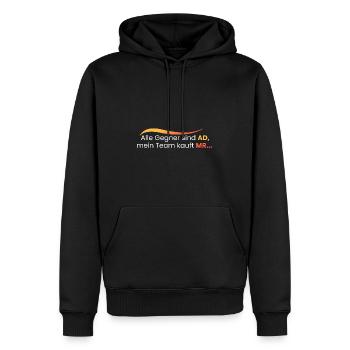 Alle sind AD und gekauft wird MR - Männer Premium Bio Hoodie - Schwarz - Vorne - Nico (187cm)
