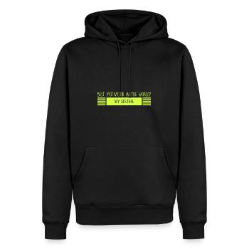 Schwester: bester Motivator - Männer Premium Bio Hoodie - Schwarz - Vorne - Nico (187cm)