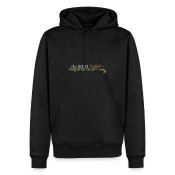 du liebst Tiere? Veganer auch - Männer Premium Bio Hoodie - Schwarz - Vorne - Nico (187cm)