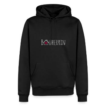 Bauherrin - Männer Premium Bio Hoodie - Schwarz - Vorne - Nico (187cm)