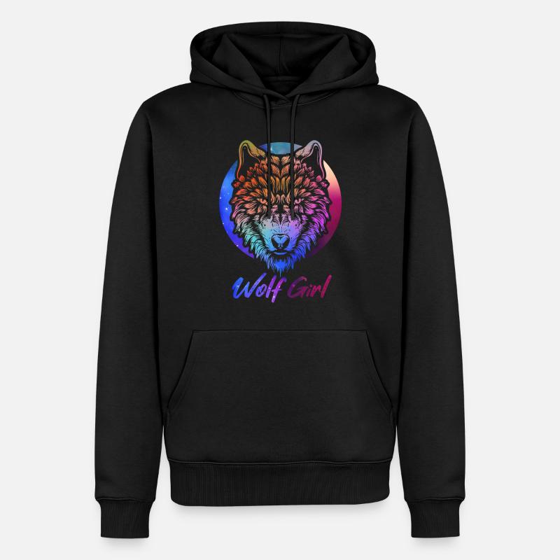 Wolf - Männer Premium Bio Hoodie - Schwarz