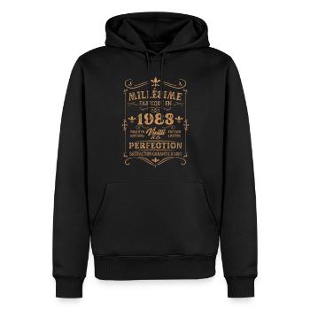Cadeau D'anniversaire Millésime Fabriqué En 1983 - Sweat à capuche Premium bio Homme - noir - Devant - Nico (187cm)
