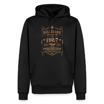 Cadeau D'anniversaire Millésime Fabriqué En 1987 - Sweat à capuche Premium bio Homme - noir - Devant - Nico (187cm)