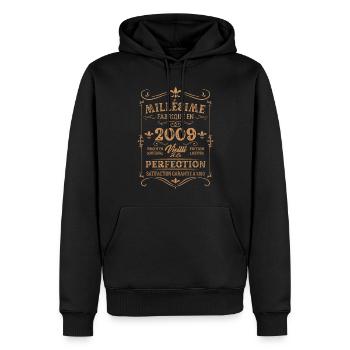 Cadeau D'anniversaire Millésime Fabriqué En 2009 - Sweat à capuche Premium bio Homme - noir - Devant - Nico (187cm)
