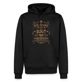 Cadeau D'anniversaire Millésime Fabriqué En 2007 - Sweat à capuche Premium bio Homme - noir - Devant - Nico (187cm)
