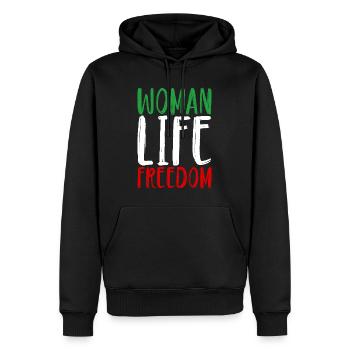 Woman Life Freedom Frau Frauen Frauenrechte Iran - Männer Premium Bio Hoodie - Schwarz - Vorne - Nico (187cm)