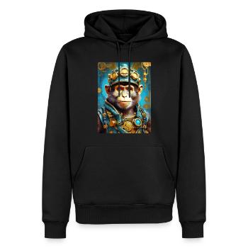Singe Steampunk 1.12 - Sweat à capuche Premium bio Homme - noir - Devant - Nico (187cm)