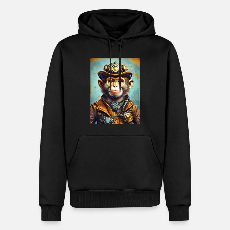 Steampunk Monkey 1.8 - Männer Premium Bio Hoodie - Schwarz
