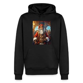 Père Noël steampunk 1.6 - Sweat à capuche Premium bio Homme - noir - Devant - Nico (187cm)