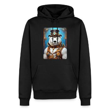 Steampunk Eisbear 1.4 - Männer Premium Bio Hoodie - Schwarz - Vorne - Nico (187cm)