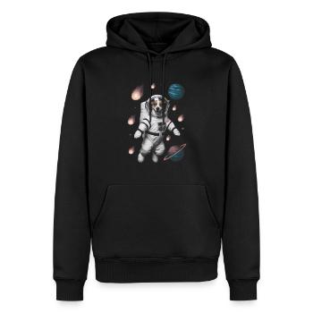 Abenteuer Weltraum Hund - Männer Premium Bio Hoodie - Schwarz - Vorne - Nico (187cm)